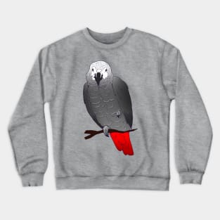 African Grey Parrot Perching on a Branch Crewneck Sweatshirt